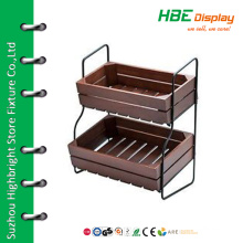 2-tier wood bread display stand wood fruit stand